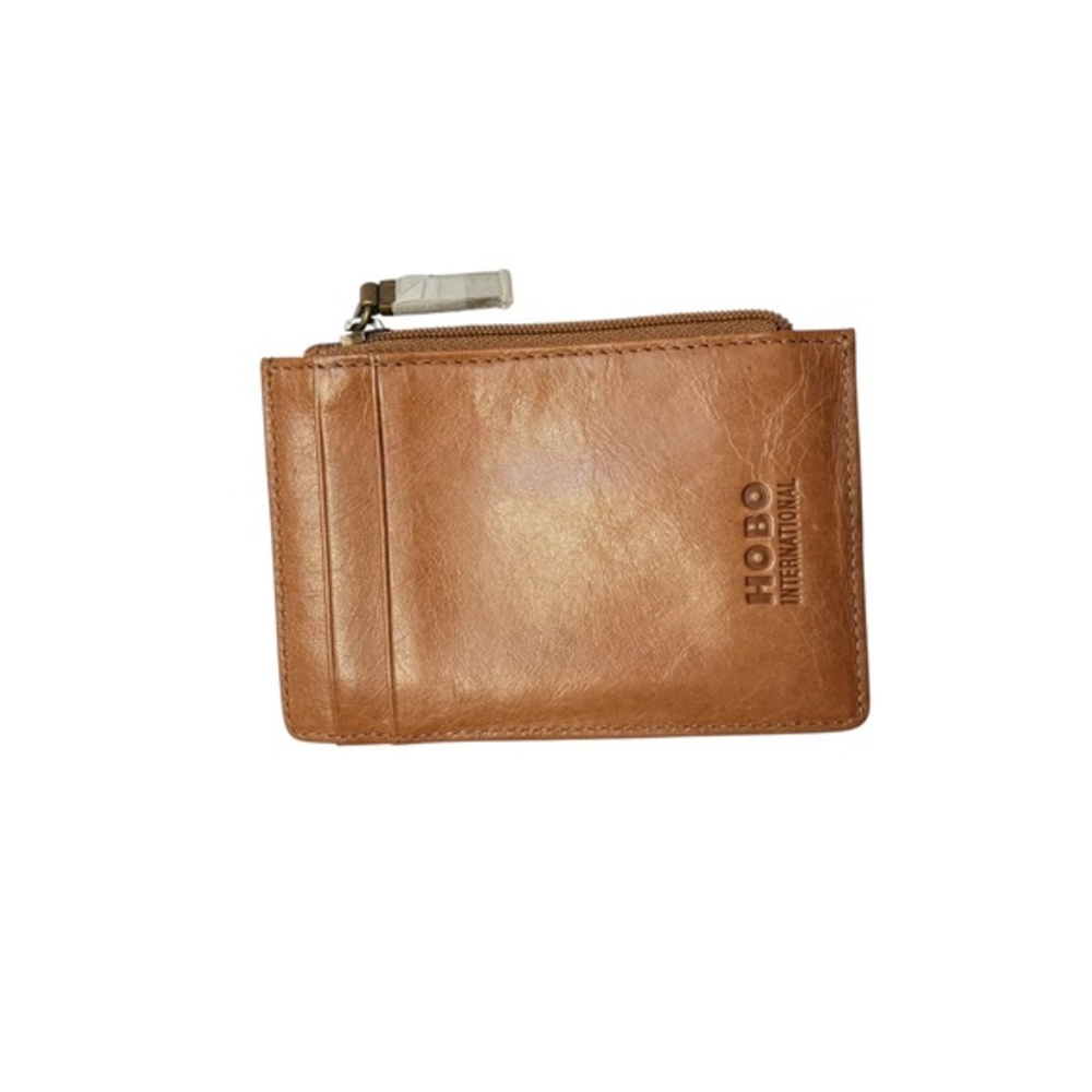 Hobo brown leather ID card holder mini wallet